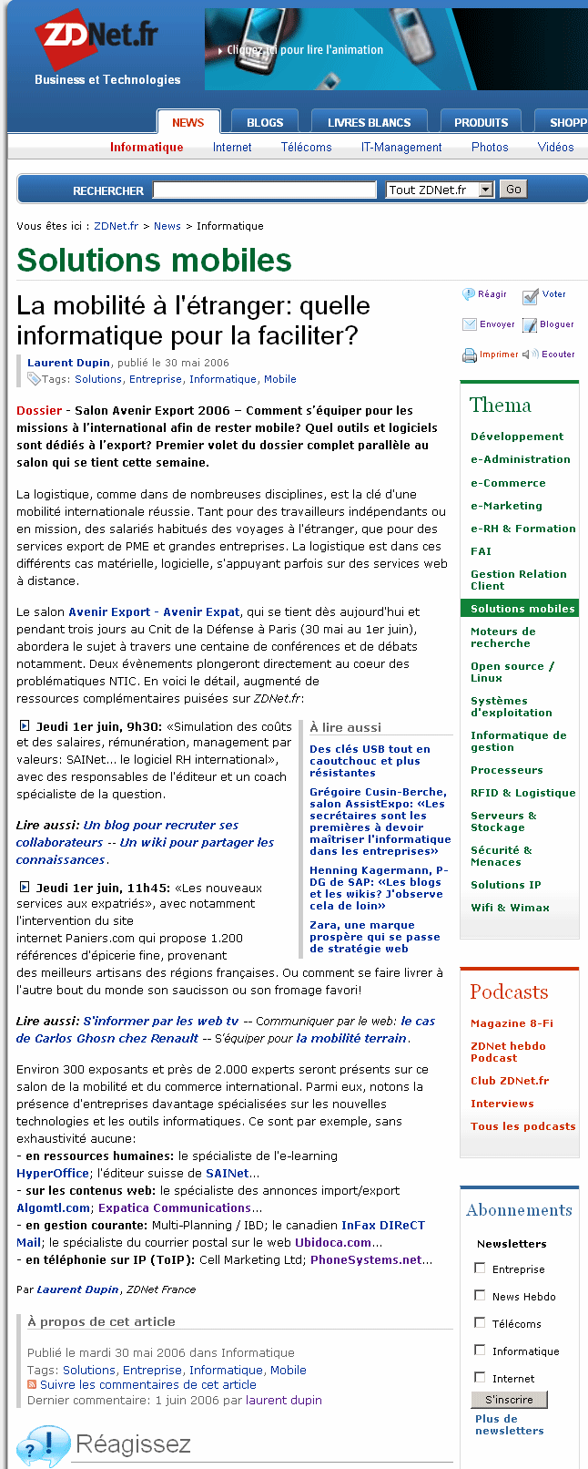 Boite postale en France des voyageurs expatri�s par ZDNET